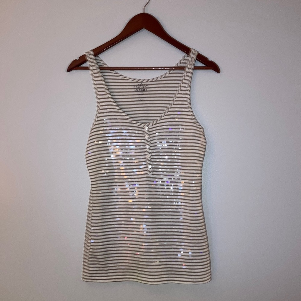 Old Navy Medium Sequined Striped Tank Top